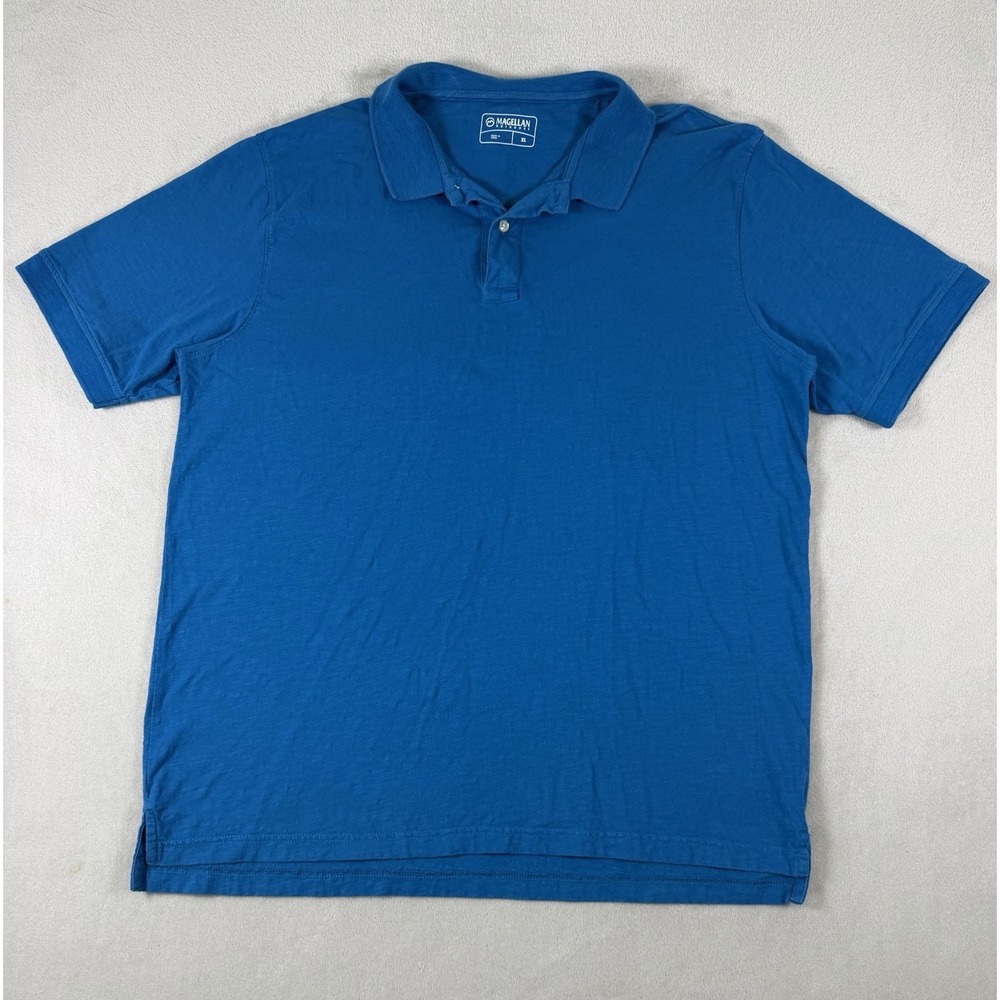 Magellan Outdoors Men's XL Polo Shirt‎ Blue Short Sleeve Casual Performance